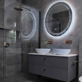 Specchio LED Rotondo | Pulsanti touch | Funzione anti-appannamento | Luce bianca fredda - Reyze Serie Simetria Modello 8